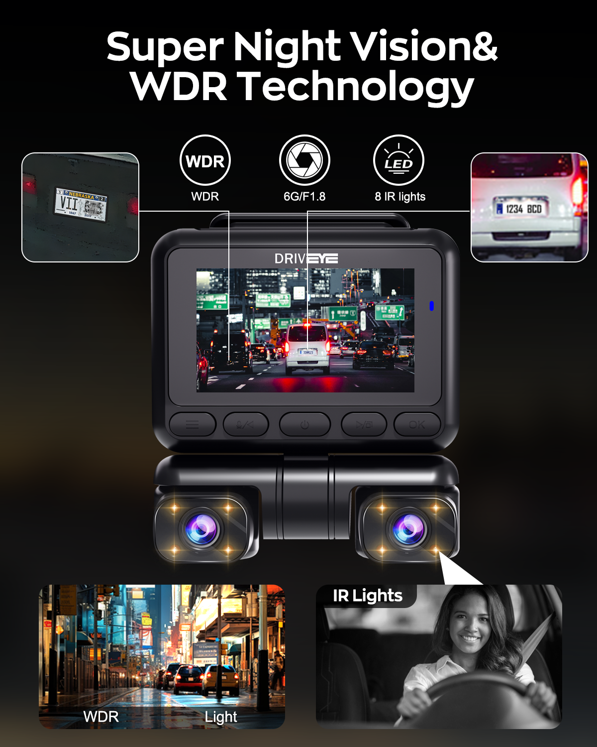 DRIVEYE D7 PRO 4-Channel Dash Cam with Upgraded ADAS