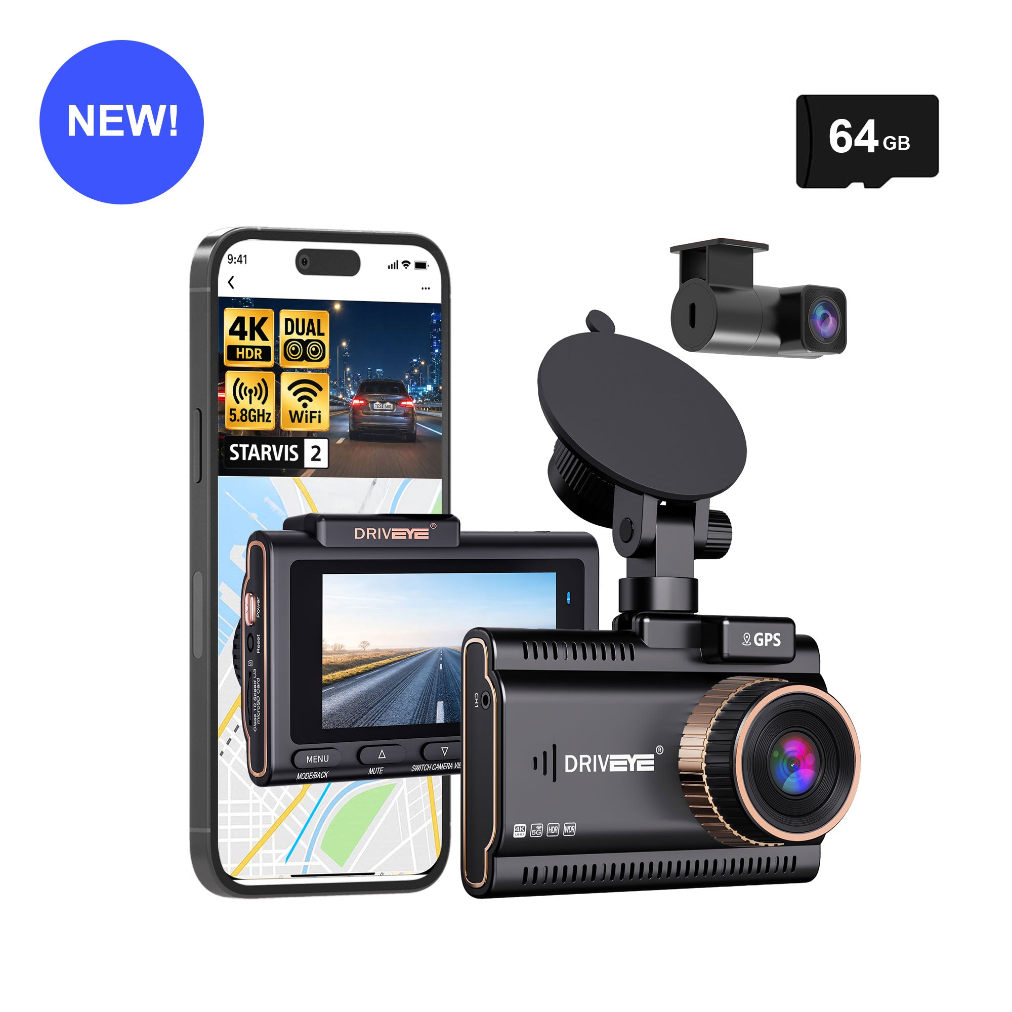 DRIVEYE D22 Dual-Channel Dash Cam