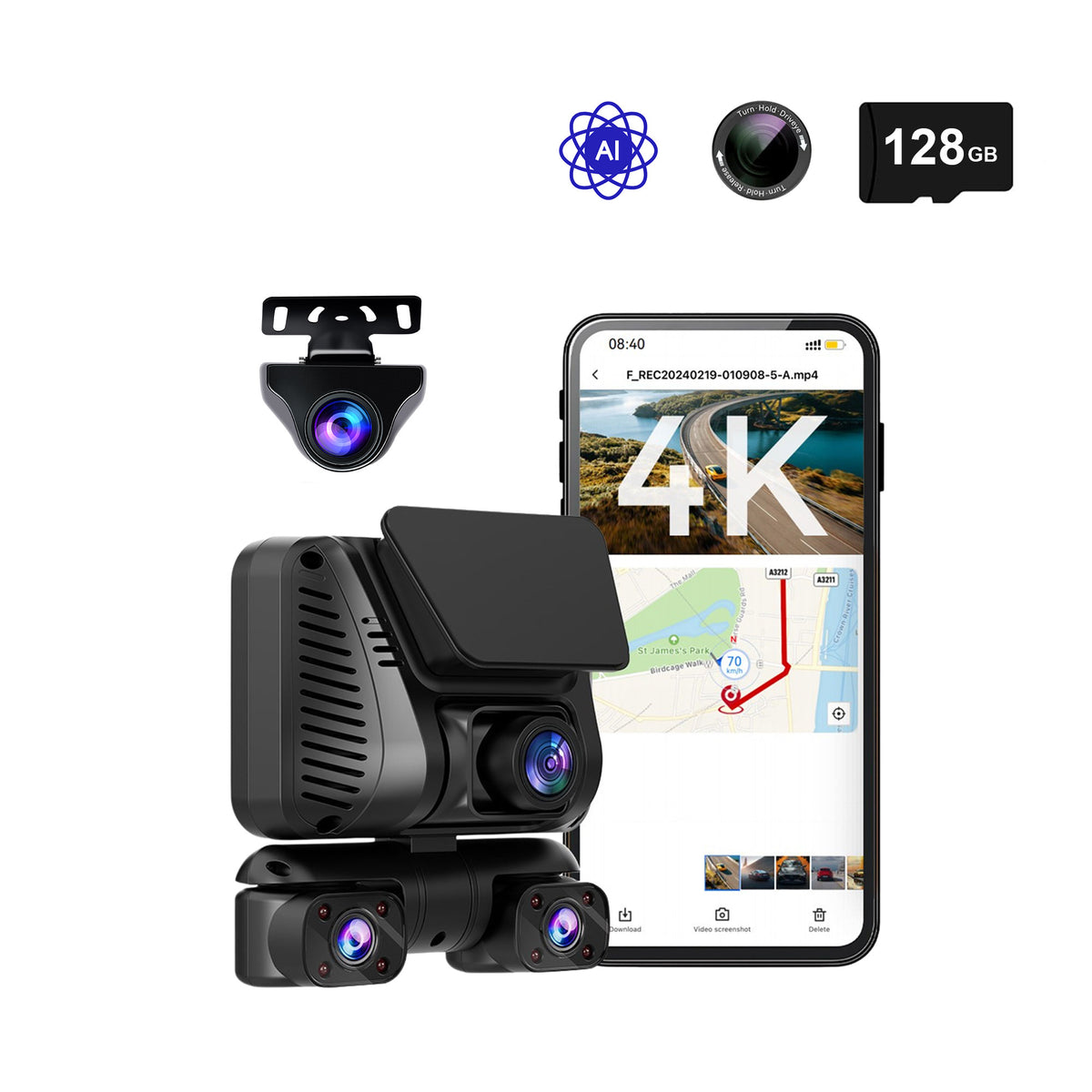 DRIVEYE D7 PRO 4-Channel Dash Cam with Upgraded ADAS