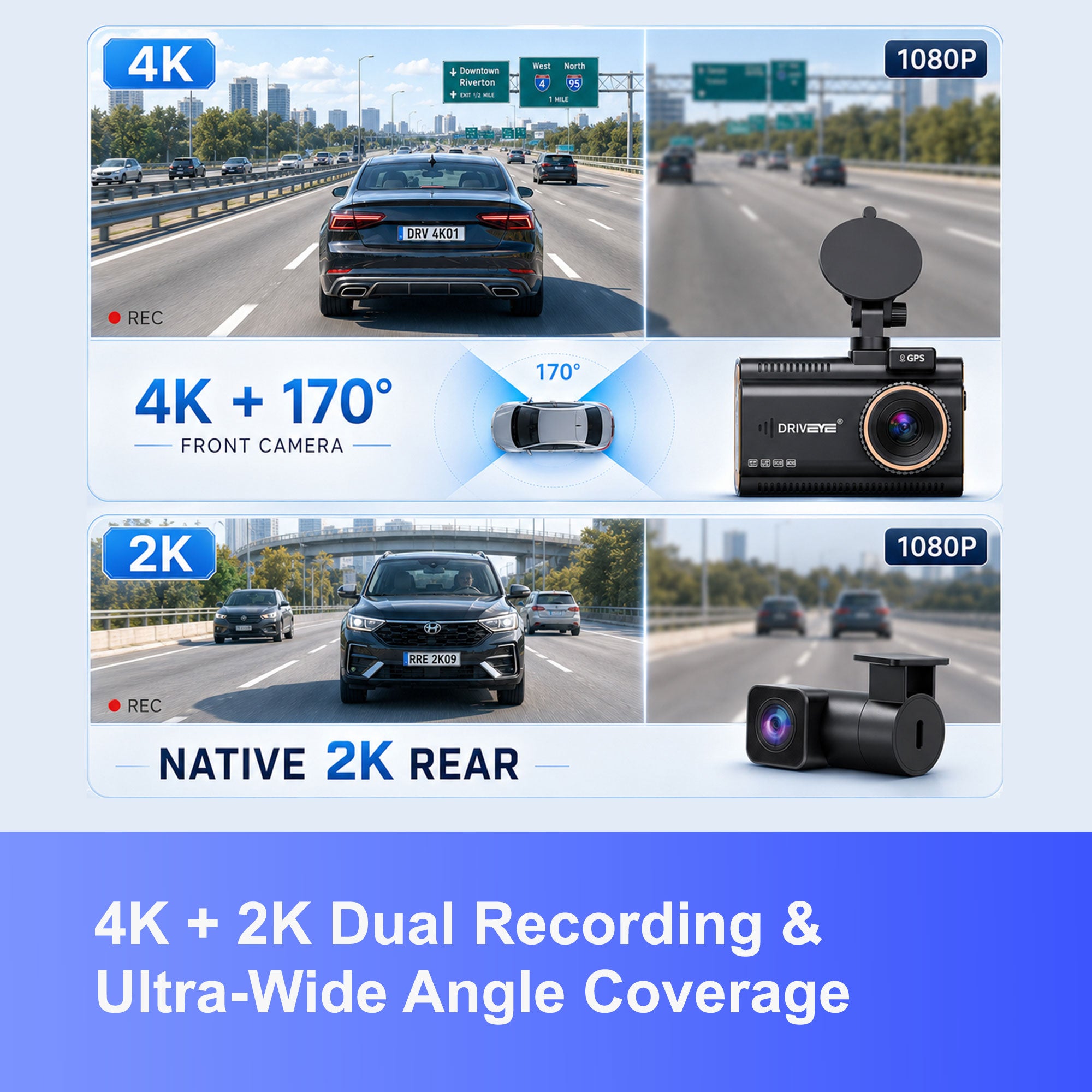 DRIVEYE D22 Dual-Channel Dash Cam