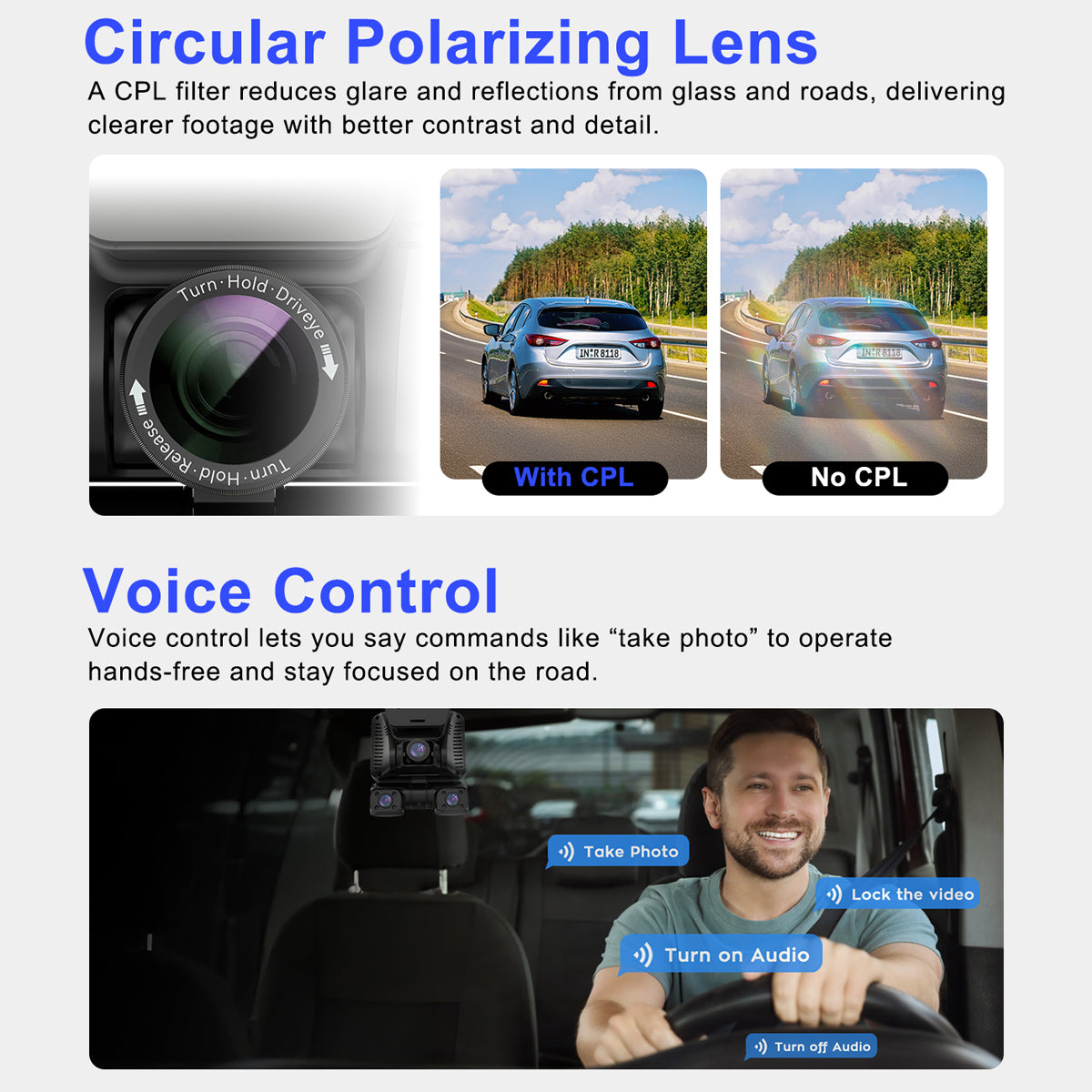 DRIVEYE D9 5-Channel Dash Cam with Baby Car Monitor