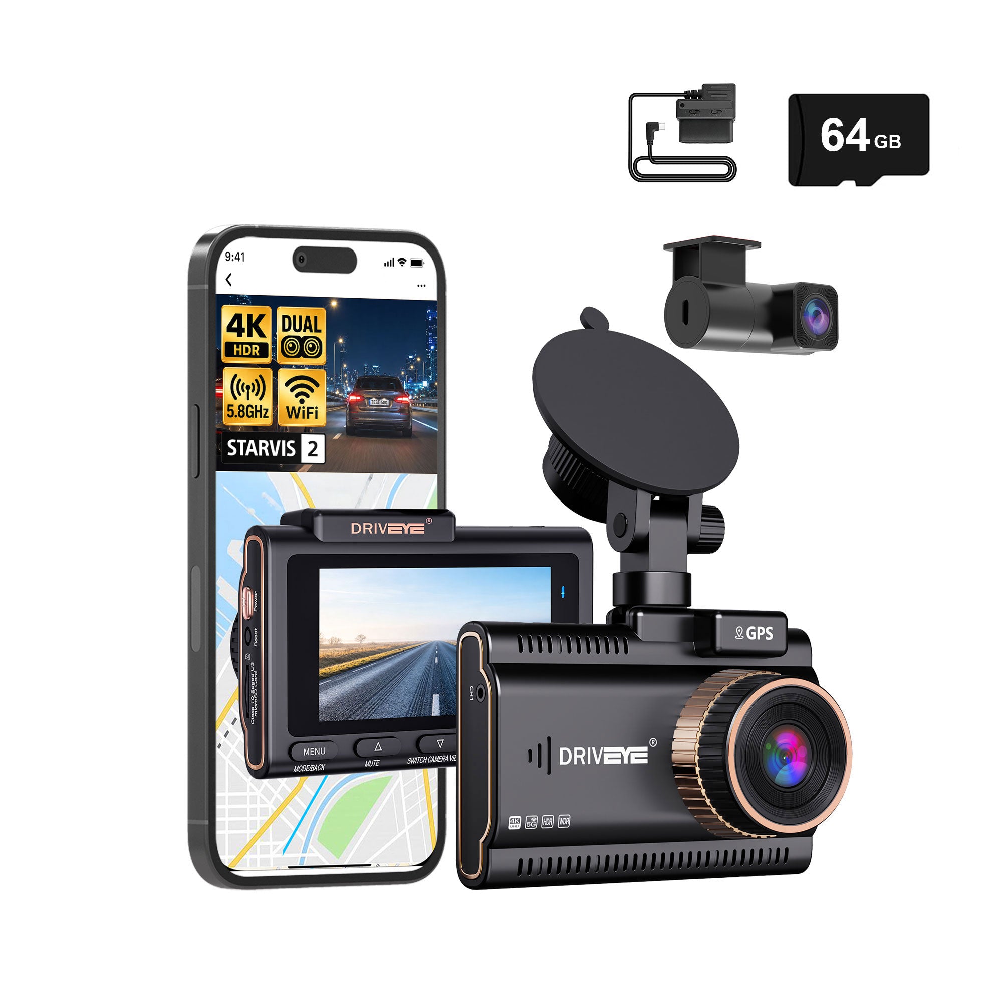 DRIVEYE D22 Dual-Channel Dash Cam