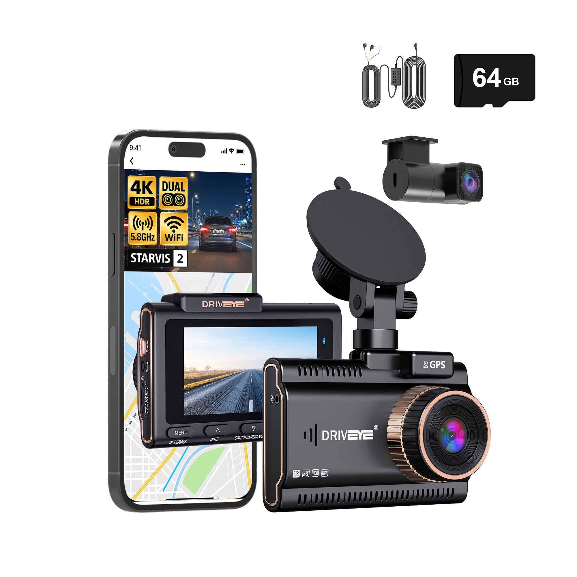 DRIVEYE D22 Dual-Channel Dash Cam