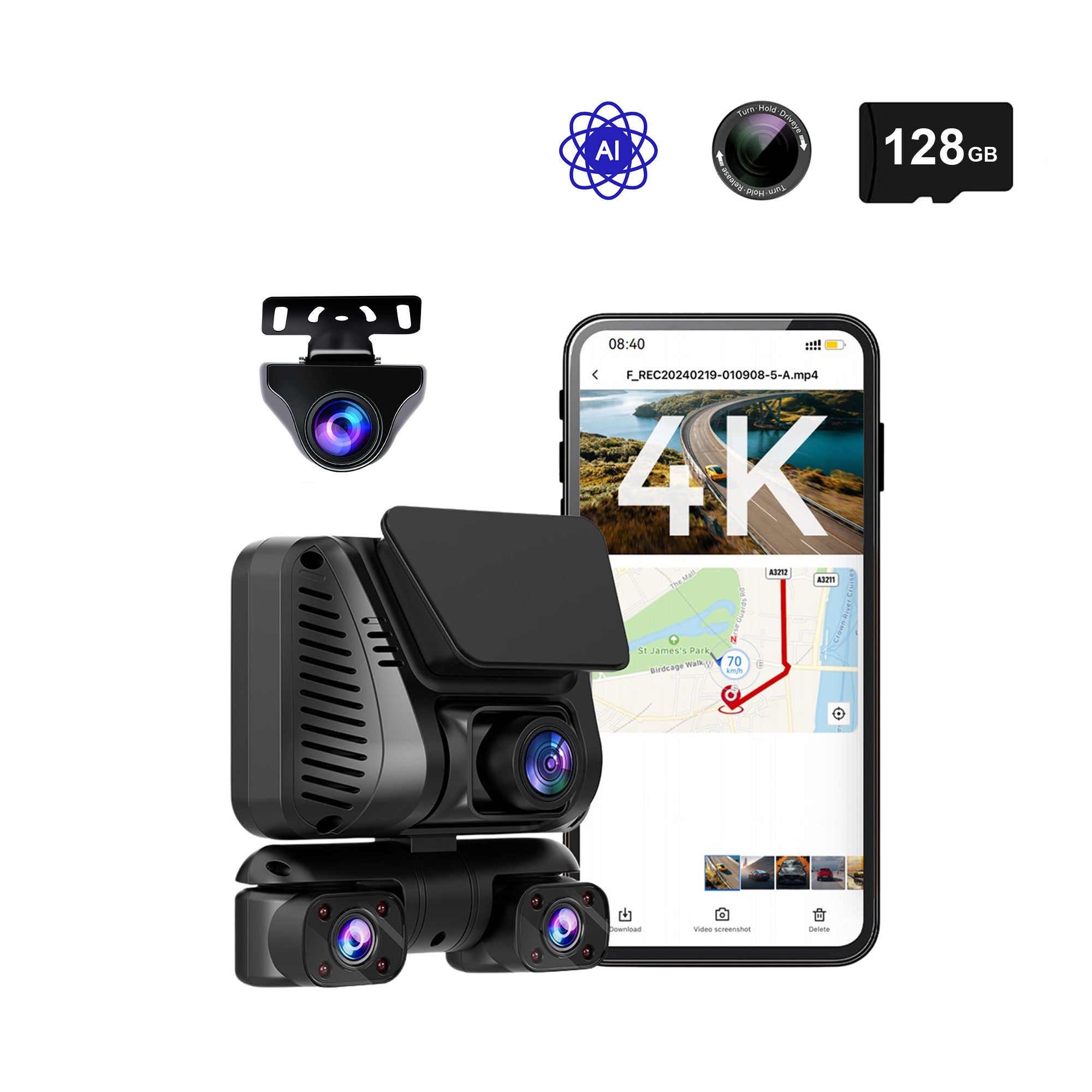 DRIVEYE D7 PRO 4-Channel Dash Cam with Upgraded ADAS