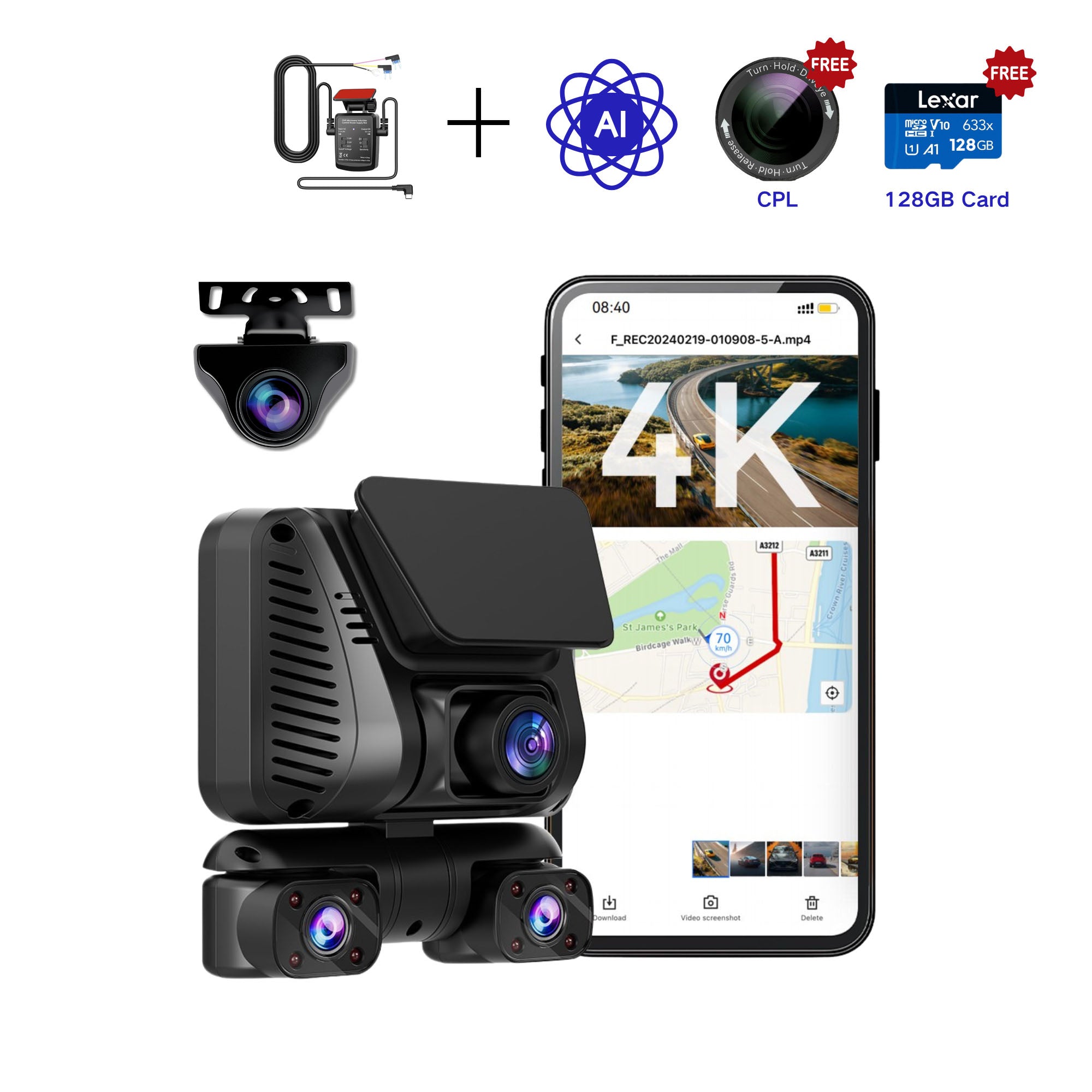 DRIVEYE D7 PRO 4-Channel Dash Cam with Upgraded ADAS