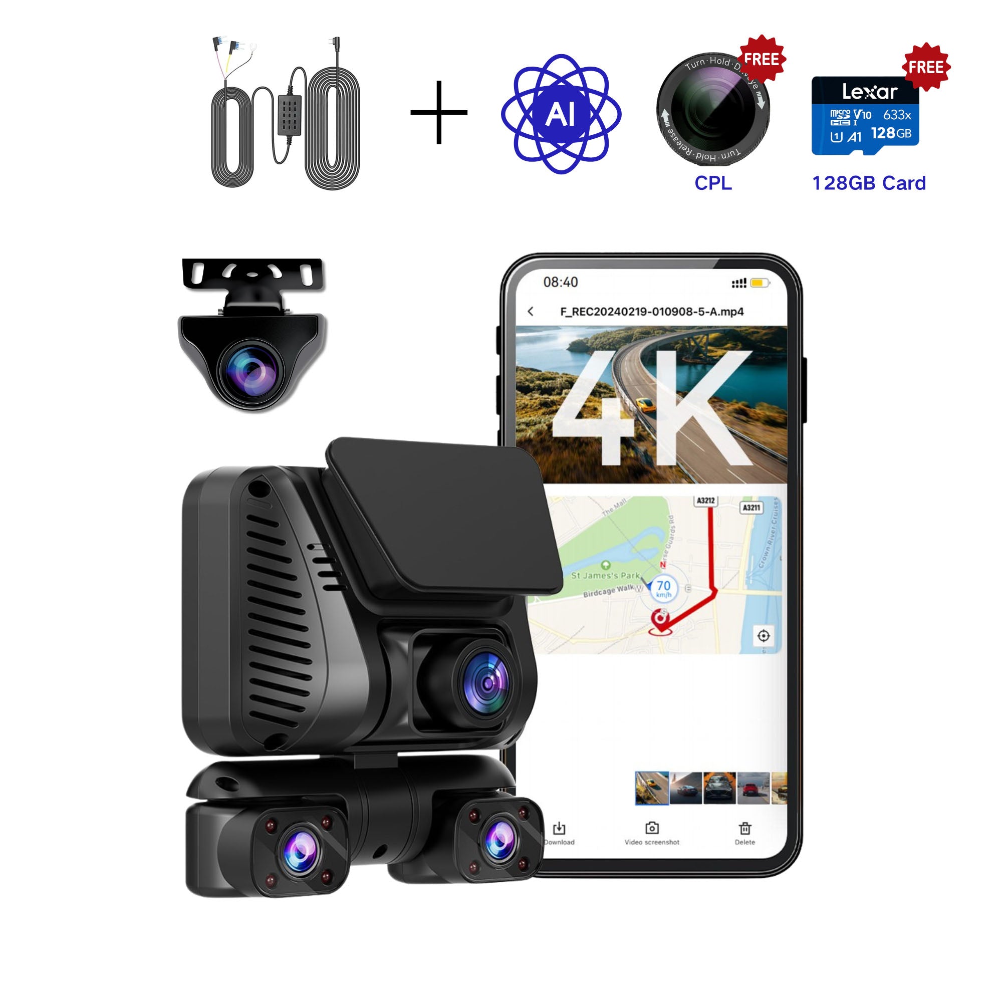 DRIVEYE D7 PRO 4-Channel Dash Cam with Upgraded ADAS